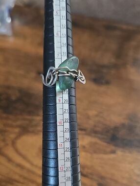 Green Sea Glass Wire Wrap Ring